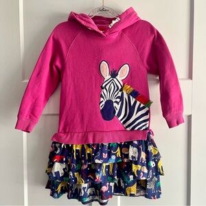 Mini Boden Appliqué Hooded Sweatshirt Dress Zebra - 6/7Y